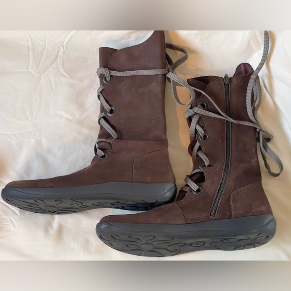 Loints of Holland size 41 leather Wave Lace up Mid- Calf Zip up Festi boho boots - Picture 4 of 8